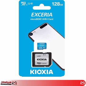 تصویر کارت حافظه‌ micro SDXC کیوکسیا مدل EXCERIA کلاس 10 استاندارد UHS-I U1 سرعت 100MBps ظرفیت 128 گیگابایت به همراه آداپتور SD memory micro sd card kioxia 128gb