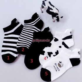 تصویر جوراب مچی زنانه مدل 3 پاشنه طرح گاو‎‎ - طرح1 ا Women's ankle socks, model 3, cow pattern heels Women's ankle socks, model 3, cow pattern heels