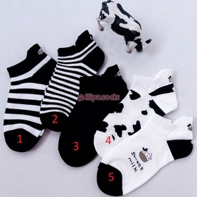 تصویر جوراب مچی زنانه مدل 3 پاشنه طرح گاو‎‎ - طرح1 Women's ankle socks, model 3, cow pattern heels