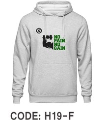 تصویر هودی طوسی دورس داخل کرک طرح بدنسازی NO PAIN NO GAIN کد H119 Gray Dors hoodie inside the crack design of bodybuilding NO PAIN NO GAIN CODE H119