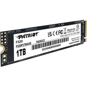 تصویر اس اس دی 1 ترابایت پاتریوت مدل P320 M.2 2280 PCIe Gen3 NVMe Patriot P320 M.2 2280 PCIe Gen3 NVMe 1TB Internal SSD