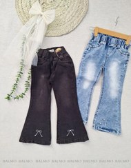 تصویر شلوار جین پاپیون مرواریدی 