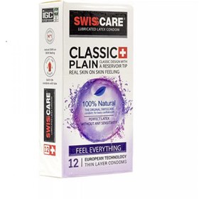 تصویر کاندوم کلاسیک سوئیس کر Swisscare Classic Plain بسته ۱۲ عددی 