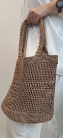 تصویر کیف دستباف مکرومه مستطیل توری 