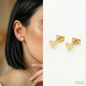 تصویر گوشواره نقره آب طلا طرح قلب تو پر 