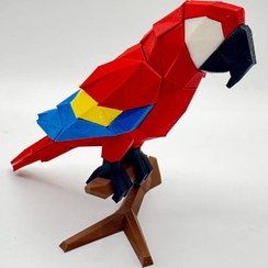 تصویر پازل سه بعدی طرح طوطی با اتصالات آهن ربایی - قرمز 