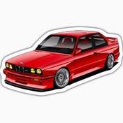 تصویر استیکر لپ تاپ و موبایل بووم طرح ماشین مدل BMW قرمز کد ZX014 