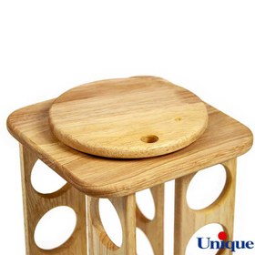 تصویر ادویه 12 تایی گردون ایستاده مربع چوبی یونیک مدل 6111 12 spice racks, stand up round, wooden, unique, model 6111