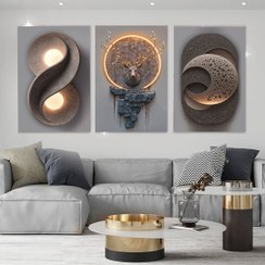 تصویر تابلو بوم دکوری سه تیکه مدرن جدید کد ۱۶۶۶ 