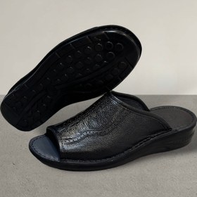 تصویر صندل مردانه چرم طبیعی کد 045 رنگ مشکی - 4 mans leather sandal code 045 black color