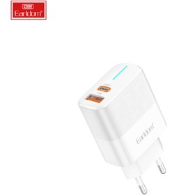 تصویر شارژر دیواری ارلدام مدل ES-EU32 به همراه کابل تبدیل USB-C 