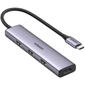 تصویر هاب چهار پورت USB-C به USB 3.0 یوگرین مدل CM473 20841 Hub UGREEN USB-C CM473 20841 15cm