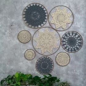 دیوارکوب قلاب بافی مجموعه 8 عددی و دروپیج کنف بافت با نخ مرسریزه امکان پرداخت در 2 یا 3 مرحله (پس کرایه)