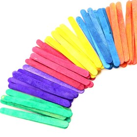 تصویر بسته چوب بستنی سایز ۱۲۰×۹ میلی متر رنگین کمانی 