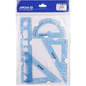 تصویر ست نقاله گونیا و خط کش ژله ای Arya 8038 Arya Code 8038 Ruler set