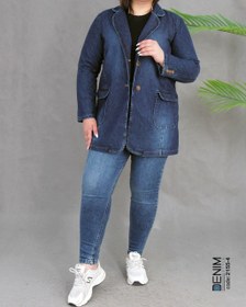 تصویر کت زنانه جین پاییزه گرم بالا 