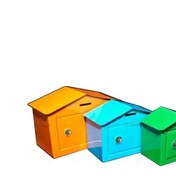 تصویر صندوق صدقه فلزی رومیزی کلبه ای رنگی بسته 50 عددی - ارسال از 7 روز کاری دیگر 