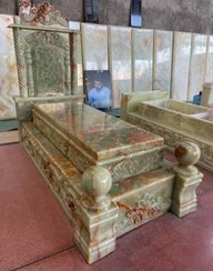 تصویر سنگ مزار مرمر سبز طرح گلبهار کد20 