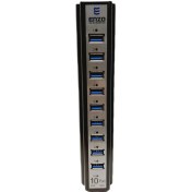 تصویر هاب USB انزو مدل UH-10A با ۱۰ پورت و آداپتور 