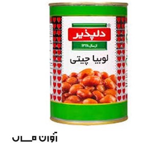 تصویر کنسرو خوراک لوبیا چیتی دلپذیر 420 گرمی در بسته بندی 24 عددی 