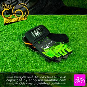 تصویر دستکش ورزشی دوچرخه سواری ماراتون رنگ مشکی سبز Maraton Bicycle Gloves Black Green 