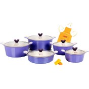 تصویر سرویس 10 پارچه اسکار (بایوگرانیت) - درب پیرکس T Candid Oscar 001 Cookware Set 10 Pcs