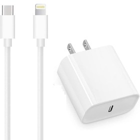 تصویر شارژر 20 وات اورجینال آیفون 13 پرومکس اپل Apple Iphone 13Pro Max 20W USB-C Power Adapter to Lightning Cable 