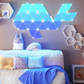 تصویر پنل روشنایی هوشمند RGB دیواری 9 عددی مثلثی مدل Nanoleaf Rhythm Edition 