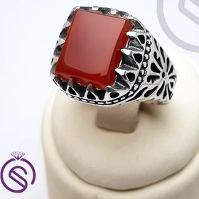 تصویر انگشتر نقره عقیق قرمز مردانه مدل خرداد کد 62446 ا Men's red agate silver ring, Khordad model Men's red agate silver ring, Khordad model