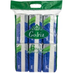 تصویر دستمال کاغذی اقتصادی گلریز 250 برگ دولا بسته 6 عددی 