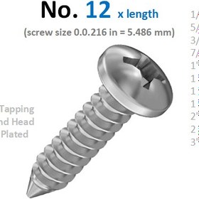 تصویر پیچ خودکار سرگرد شماره 12 (تلگرافی) در طول های مختلف (100 عدد) Self Tapping Screw No 12 x lengths