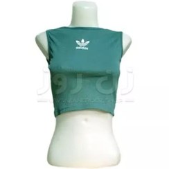 تصویر کراپ تاپ بدون آستین کبریتی طرح آدیداس (Adidas) -سبزآبی 