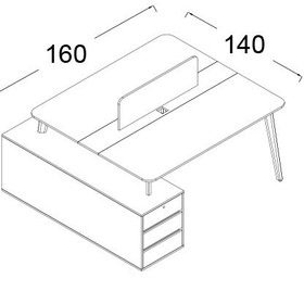 تصویر میز اداری دو نفره مدل کارولین 