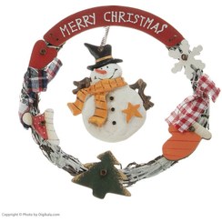 تصویر آویز گرد مری کریسمس طرح آدم برفی 