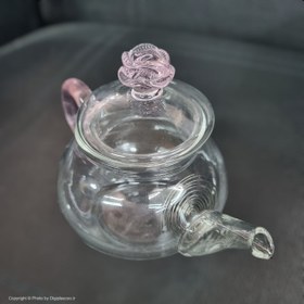 تصویر قوری زعفران پیرکس شعله مستقیم طرح گلدار رنگی 