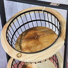 تصویر سبد سیب زمینی و پیاز ایکیا مدل نایس ترکیب چوب و فلز 