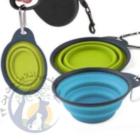 تصویر ظرف سیلیکونی تاشو آب و غذای مسافرتی حیوانات 350 میلی لیتری 