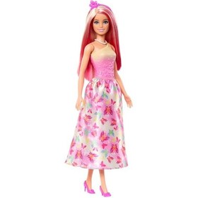 تصویر عروسک باربی با موهای صورتی و بلوند و دامن طرح پروانه همراه با لوازم جانبی برند barbie Barbie Pink & Blonde Hair Royal Doll with Butterfly-Print Skirt & Accessories