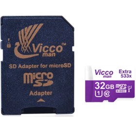 تصویر کارت حافظه microSDHC ویکومن مدل 533X کلاس 10 استاندارد UHS-I U1 سرعت 80MBps ظرفیت 32 گیگابایت 