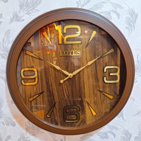 تصویر ساعت دیواریِ لوتوس چوبی گردویی - 60 سانتی Lotus clock