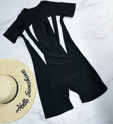 تصویر مایو شنا زنانه نیمه پوشیده استین کوتاه پادار 