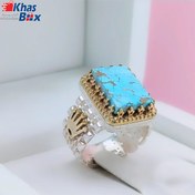 تصویر انگشتر فیروزه نیشابوری چهارگوش 
