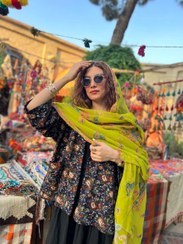 تصویر شال هندی سبز فسفری 