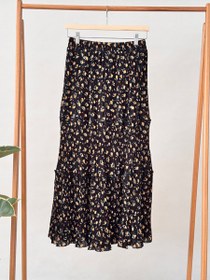 تصویر دامن حریر پلیسه گل‌دار کد 200 