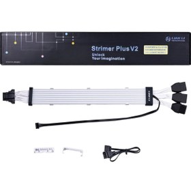تصویر کابل اسلیو لیان لی Lian Li Strimer Plus V2 12+4Pin to 3 x 8pin - 8 Light Guide