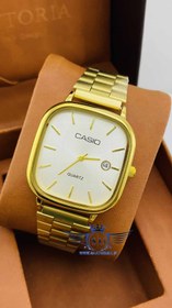 تصویر ساعت کاسیو 4 گوش طلایی صفحه سفید CASIO A963 