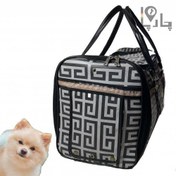 تصویر کیف حمل سگ چرمی پنجره دار طرح برند سایز کوچک 