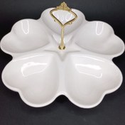 تصویر اردو خوری سرامیکی 5 خانه با دسته طلایی کد 3014 