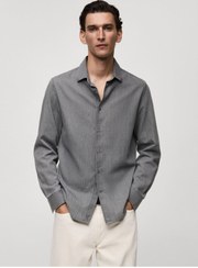 تصویر پیراهن مردانه خاکستری منگوMANGO Man | 77044437 اورجینال 