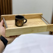 تصویر سینی سرو بامبو دسته استیل کوچک 